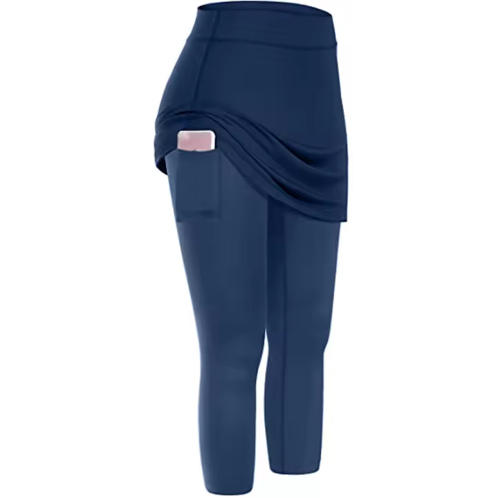 Pantalones Deportivos De Yoga Para Mujer Leggings Con Falda Y Bolsillos Cintura Elástica Ajuste Grande Talla Grande - 1