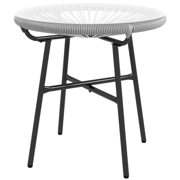 Outsunny Mesa Auxiliar de Ratán Sintético Mesa de Centro Redonda para Exteriores con Tablero de Vidrio Templado y Patas de Metal para Patio Jardín Balcón Ø50x50 cm - 1