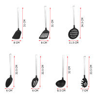 Family - Utensilios de Acero y Nylon para Cocina Antiadherente y Resistentes al Calor  sin BPA  Espátula  Cucharón  Espumadera  Cazo de servir  Cuchara espagueti - details 0