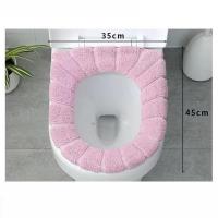 Juego De Cubierta De Inodoro Universal En Color Sólido Suave Cálido Lavable Para Decoración Del Hogar Funda De Asiento De Inodoro Accesorios De Cubierta De Tapa De Inodoro Material Acrílico Ecológico - details 1