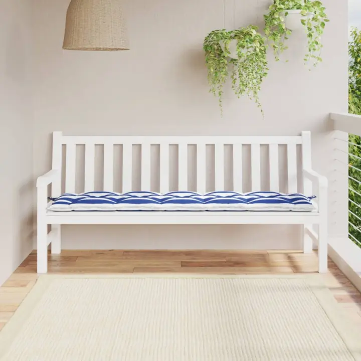 Banco Jardín Oxford de Rayas Azul y Blanco 180x50x7cm - 1