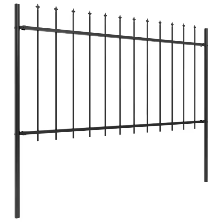 vidaXL Valla de jardín con puntas de lanza acero negro Altura 1 m Longitud 1.7 m,  3.4 m,  5.1 m y mas Perfecta para plantas y animales, múltiples usos malla para ventilación, seguridad, ventana, jardín - 1