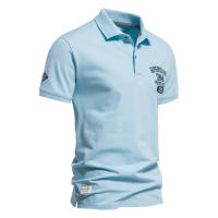Tops de manga Corta de Algodón con solapa Nueva para hombre, POLO Deportivo con borde de Color sólido - details 2