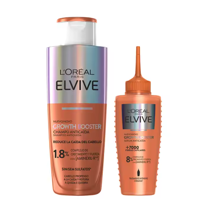 L'Oréal Paris | Rutina Elvive Growth Booster Champú, acondicionador y sérum Anticaída 200ml Sin Sulfatos* (*sin tensioactivos sulfatados) - 1