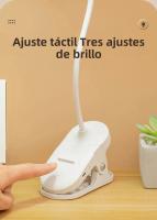 Lámpara De Mesa USB Portátil Con Clip Para Lectura En La Cama Luz Nocturna LED Táctil 3 Modos De Dimming Protección Ocular Recargable Y Conector De Carga - details 8