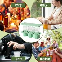 Bandeja de cubitos de hielo de silicona grande para taza, bandeja de cubitos de hielo reutilizable y molde para vaso, bandejas de cubitos de hielo de silicona con tapa (verde L) - details 1