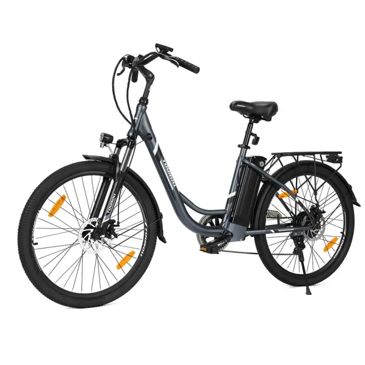 Bicicleta eléctrica urbana Touroll B1 con motor sin escobillas de 250 W, par motor de 45 Nm, batería de 15,6 Ah, cambio Shimano de 7 velocidades, autonomía máxima de 90 km, control LED - 1