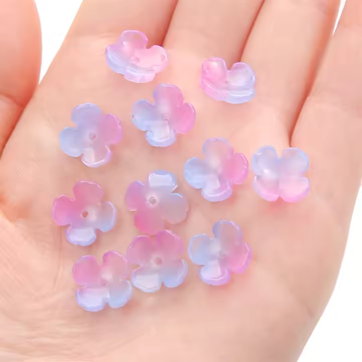 10Pcs Perlas De Vidrio De 12mm Con Diseño De Flor De Cuatro Pétalos Únicas Para Creación Manual De Joyería Accesorios Para Pulseras Y Pendientes - 1