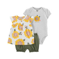 Nueva ropa de verano para niñas, pantalones cortos de manga corta, camisetas, trajes de tres piezas. - details 19