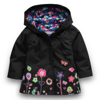 Chaqueta Infantil Impermeable Para Niños Y Niñas Estilo Casual De Otoño Con Capucha Y Manga Larga Impresión Floral Outerwear Para Niños - details 2