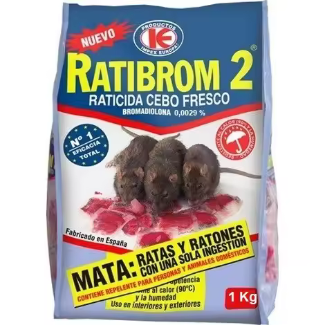 Cebo fresco RATIBROM 2 contra ratas y ratones - 1kg - 1