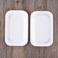 100Pcs Bandeja Rectangular Para Pastel De Papel Blanco Utensilios De Cena Desechables Tamaño 16*10.5 Cm Material Plástico - details 1