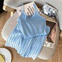 Vestido De Mujer YuooMuoo 2024 Estilo Coreano Moda Ajustado Cintura Plisado Tirantes Spaghetti Vestido Tejido Vintage Y2K Streetwear - details 9