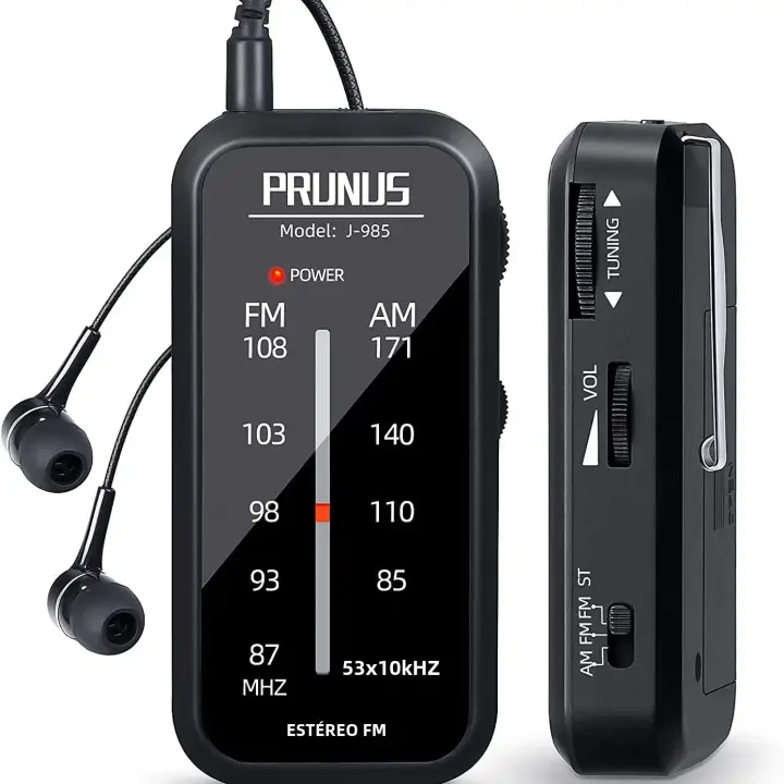 Mini Walkman Portátil PRUNUS Radio De Bolsillo AM FM Con Estéreo Y Auriculares Baterías AAA Función De Reproducción De Música Portátil - 1