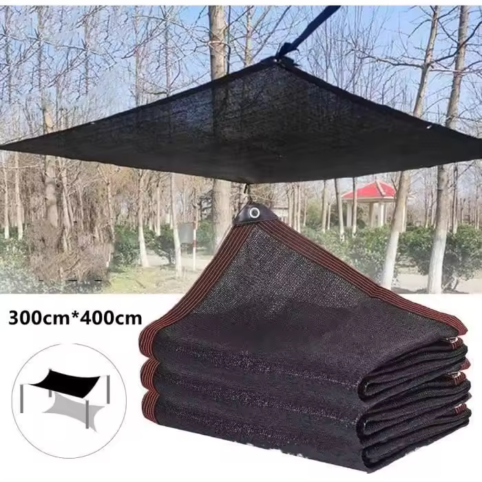 Red de sombra negra de 3 x 4 m, red de sombra para terraza de jardín, vela de sombra rectangular, negra - 1