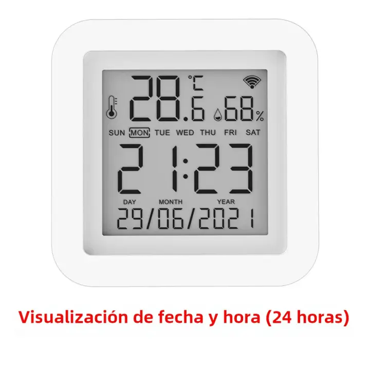 Sensor De Temperatura Y Humedad WiFi Tuya Para Hogar Inteligente Compatible Con Alexa Y Google Assistant Medidor De Temperatura Y Humedad Preciso Rango 0℃~60℃ Y 0% RH~99% RH - 1