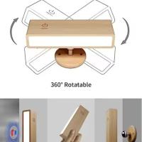 Lámpara de Pared LED, Aplique Pared Interior, Lampara Pared 360° Giratoria Regulable con Batería de 2000mAh, Carga USB, Control TáCtil, Lampara de Pared Magnetica, Luz Mesita de Noche - details 1