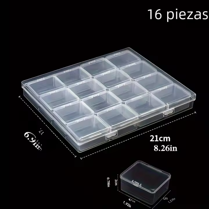 Caja De Almacenamiento Grande De 8/16 Celdas Para Pintura Diamante Joyería DIY Caja De Herramientas Uñas Collar Pendiente - 1
