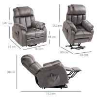 HOMCOM Sillón Relax Levanta Personas Eléctrico Silla Elevadora Eléctrica con Reposapiés 2 Bolsillos Laterales Mando a Distancia y Reclinación Eléctrica hasta 135° Gris - details 2