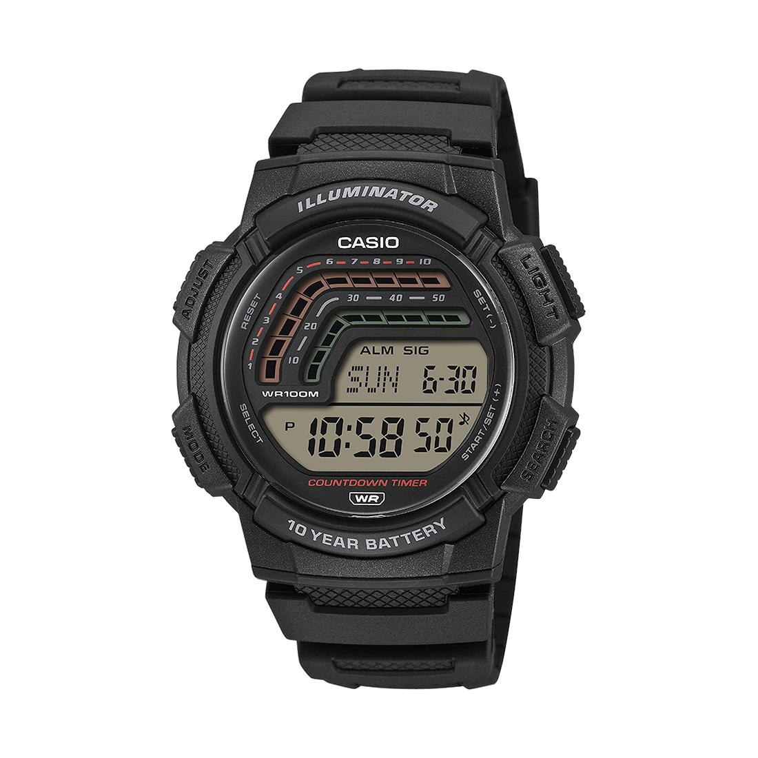 Reloj Casio para Hombre, Digital, Deportividad y estilo Retro, Color negro, Pila para 10 años, Resistente al agua 10 Atm, !NOVEDAD! Ref. WS-1800-1AVEF