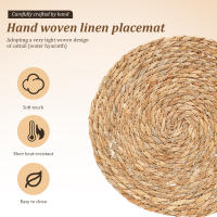 Juego De 6 Tapetes De Comedor Redondos Tejidos a Mano Resistente Al Calor Decorativos Para Mesa Material Ecológico Linen - details 1