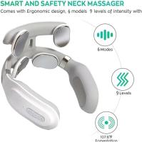 Masajeador Cervical Inteligente Con 4 Cabezas Ajuste De Fuerza Recargable Por USB Calefacción Por Voz Blanca Cuidado Del Cuello - details 4