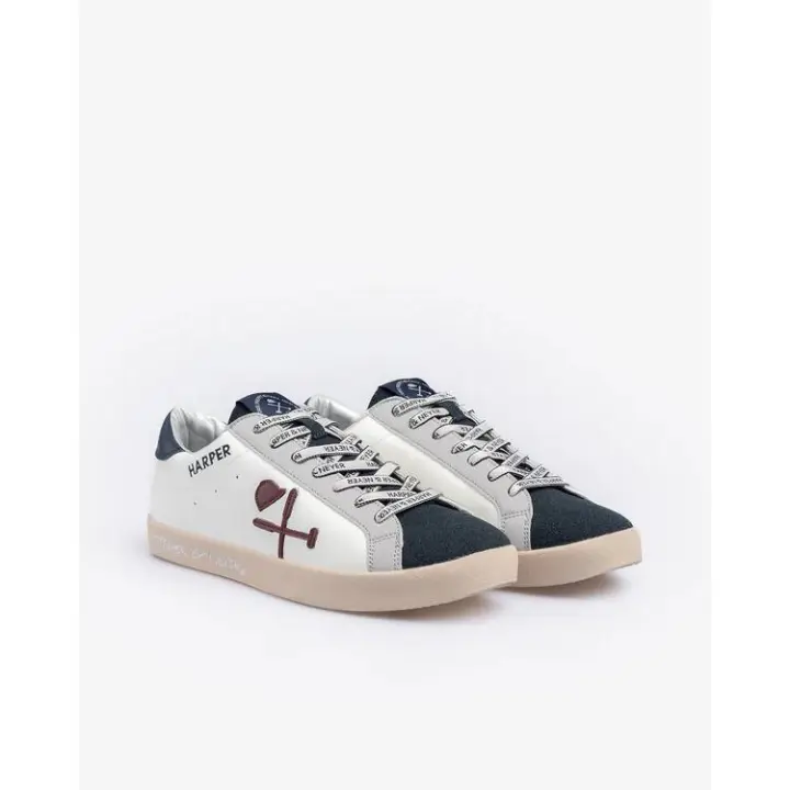 Sneaker Superbowl Navy Blue - Harper & Neyer  - Zapatillas logotipo lateral y combinación a contraste con suela de goma. - 1