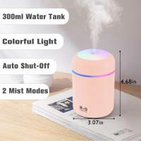 Mini humidificador de 4,68*3,07 pulgadas, humidificador de niebla USB de 300 ml, humidificador ultrasónico silencioso con luz LED, difusor de aceite esencial portátil, múltiples modos de pulverización, apagado automático, adecuado para el hogar - details 0