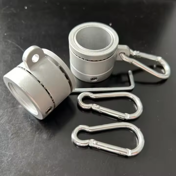 Kit De Anillos Para Bandera De Plata Con Ejes De Aleación De Aluminio Y Rodamientos Rotación De 360 Grados Antirrotales 2 Piezas - 1