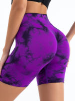 Shorts De Gimnasio Para Mujer Con Diseño De Tie Dye Y Cintura Elástica Ancha Sin Costuras De Alta Cintura Leggings De Deporte - details 24