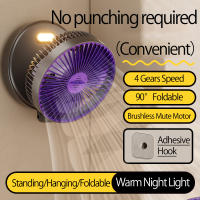 Ventilador Portátil Recargable De 5000mAh Pequeño Y Plegable Con Luz Nocturna 90° Montado En La Pared 4 Velocidades Para Oficina Y Hogar - details 2