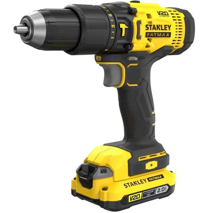 Stanley KIT V20 Li-Ion 18V: Taladro Percutor SFMC711, set de 50 piezas, 2 baterías Li-Ion 2Ah y caja de herramientas - 1