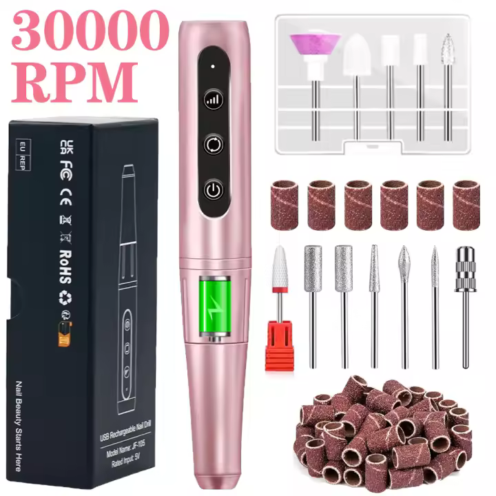 Kit De Uñas Eléctrico Profesional Recargable Portátil Sin Cable 30000RPM Para Acrílico Y Uñas De Gel Yokefellowbeauty - 1