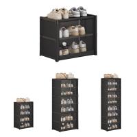 LUTODY - Zapatero, organizador de calzado compacto con cierre magnético, tela textil, Múltiples niveles, tubo de metal, plegable, portátil para recibidor, entrada, sala de estar y salón - Ligero y resistente - details 0