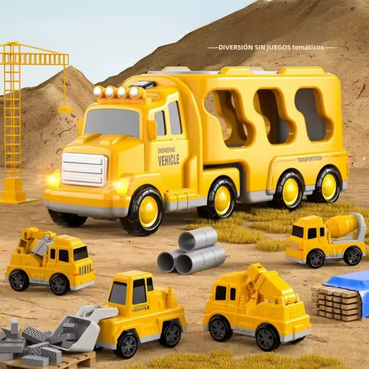 Juguete Educativo 5-en-1 Vehículos De Ingeniería Y Policía Coches De Fricción Para Niños Regalos De Navidad Y Cumpleaños - 1