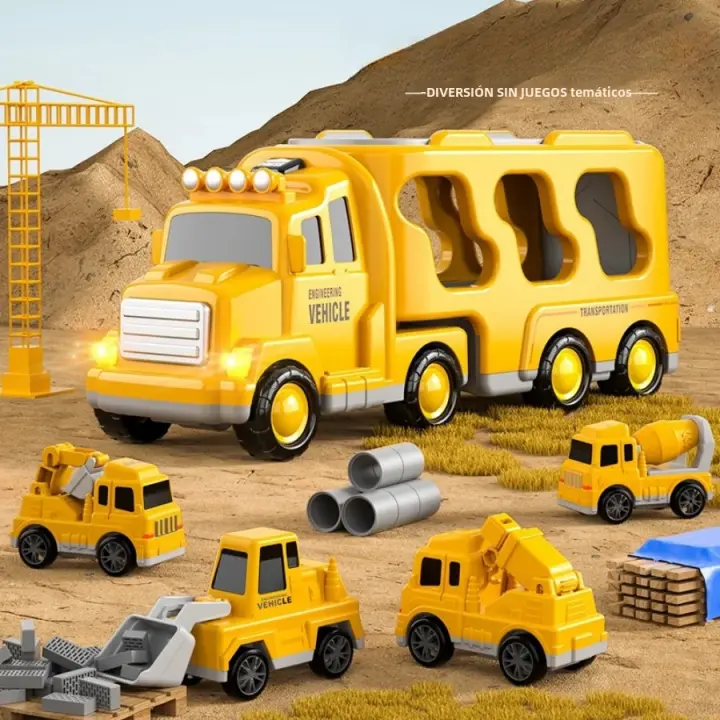 Juguete Educativo 5-en-1 Vehículos De Ingeniería Y Policía Coches De Fricción Para Niños Regalos De Navidad Y Cumpleaños - 1