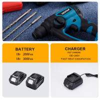 Hormy Taladro De Impacto Multifuncional De Rotación Eléctrica Sin Escobillas Para Concreto Con Velocidad Ajustable Y Batería De 18V Herramienta Comercial De Manufatura - details 3
