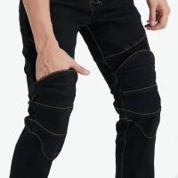 Jeans De Motociclista Para Hombre Con Bordado Y Protección De Rodilla Pantalones Motocross Con Cinturón Equipamiento Protector - details 11