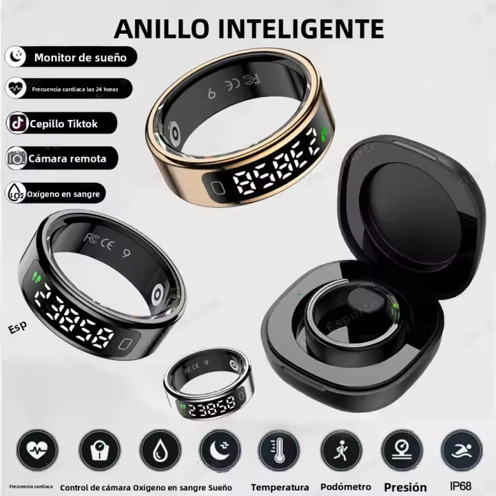 Anillo Inteligente Xiaomi R11 Para Hombres Y Mujeres Con Pantalla LED Monitor De Frecuencia Cardíaca Y Oxígeno En Sangre Resistente Al Agua Modos Deportivos Múltiples - 1