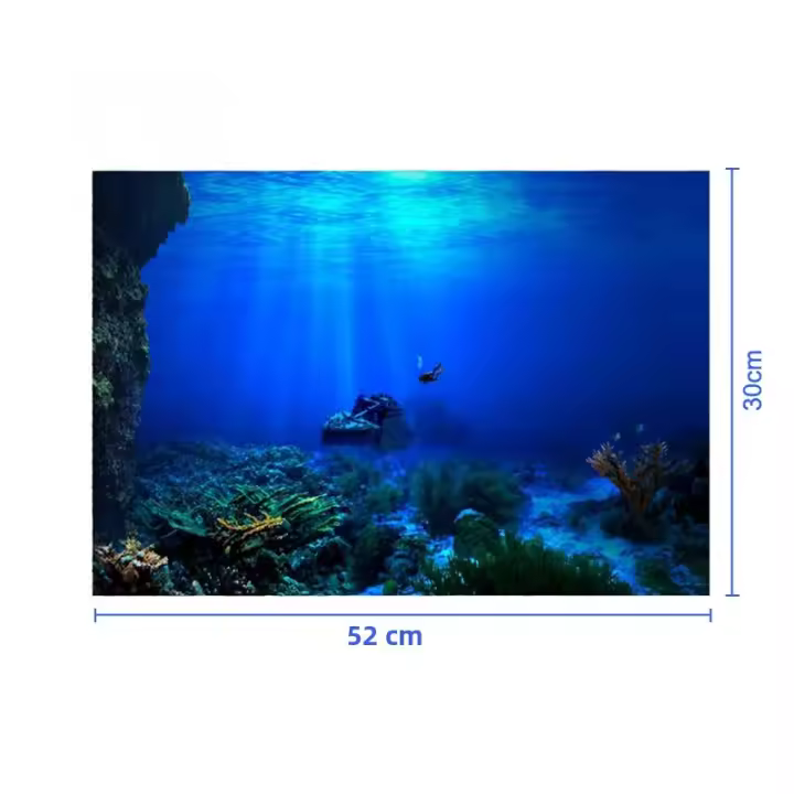 Pintura Decorativa Para Acuario Paisaje Oceánico Con Plantas HD Adorno De Fondo Para Tanque De Peces Pegatina De Litoral Marino - 1