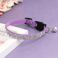 Collar De Gato De Cuero Suave Con Diamantes Bling Y Campana Seguridad Breakaway Ajustable Para Perros Y Gatos XS S Rosa - details 6