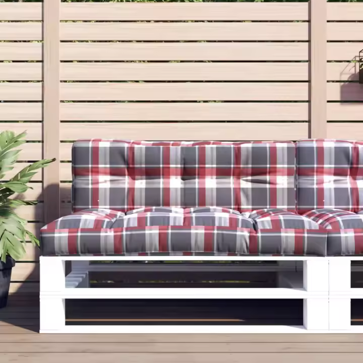 vidaXL Cojines para sofá de palets 2 unidades tela en color Crema/Negro/Rojo vino tinto y más | acolchados duraderos para sofás de jardín terraza exterior - 1