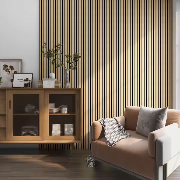 Set de 4x paneles de pared Vang acústico en MDF y fieltro 120 x 60 x 2 cm (2,88 m²) - Roble claro [NEU.HOLZ] - 1