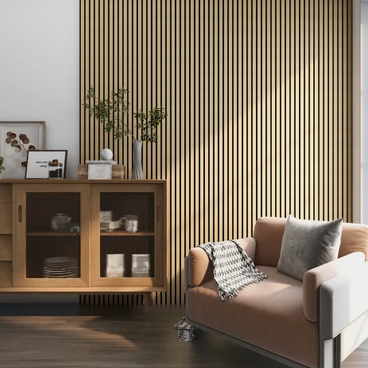 Set de 4x paneles de pared Vang acústico en MDF y fieltro 120 x 60 x 2 cm (2,88 m²) - Roble claro [NEU.HOLZ] - 1