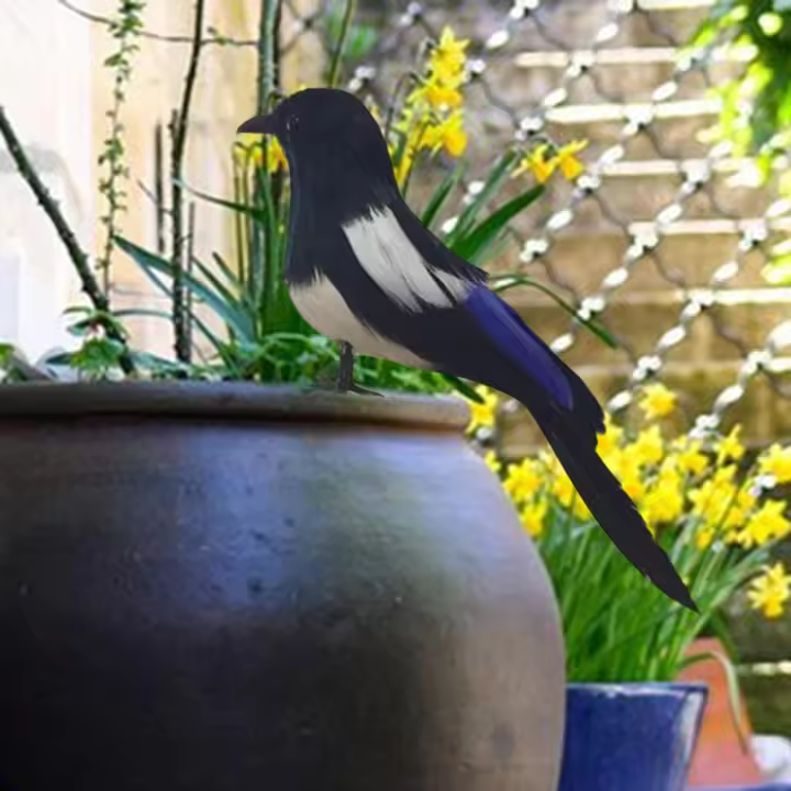 Adorno De Jardín De Imitación De Pájaro Magpie Para Fotografía De Propiedad Arte De Yard Landscape Micro Escenario Animal De Jardín - 1