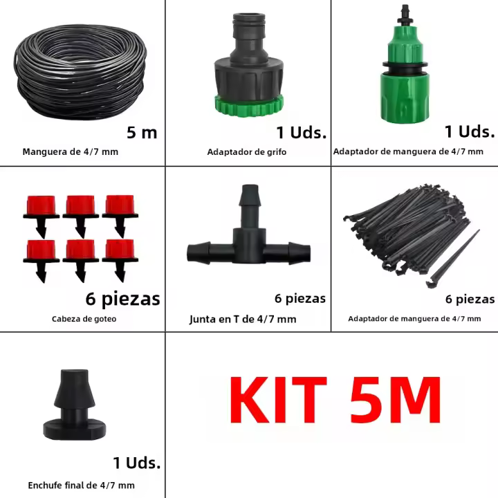Sistema De Riego Por Drip Automático Portátil De 20M Con Reguladores Ajustables Y Riegos Por Misting Kit De Riego Para Jardín Con Mangueira - 1