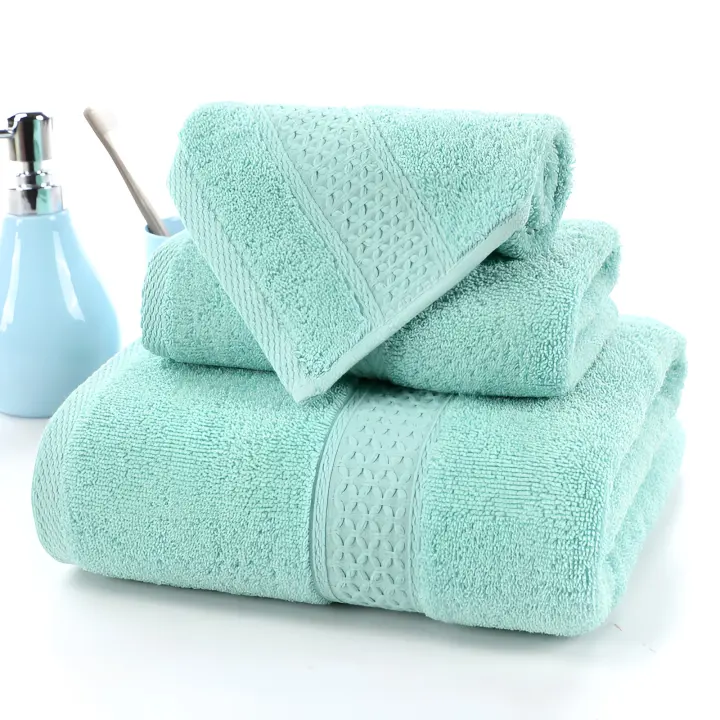 Juego de toallas de Algodón de lujo para el hogar, Set de 3 piezas, Ultra suave, highly absorbente, incluye 1 toalla de baño, 1 toalla de mano, 1 paño - 1