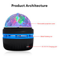 Lámpara De Noche Proyector De Cielo Estrellado Colorido Con Bola Mágica Rotativa Luz LED Para Decoración De Dormitorio Proyección De Luna Y Galaxia RGB - details 7