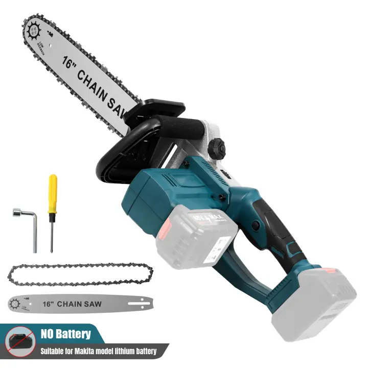 Motosierra eléctrica sin escobillas para carpintería, herramienta de poda inalámbrica de 16 pulgadas, cortador de jardín de mano para batería Makita, 3000W - 1