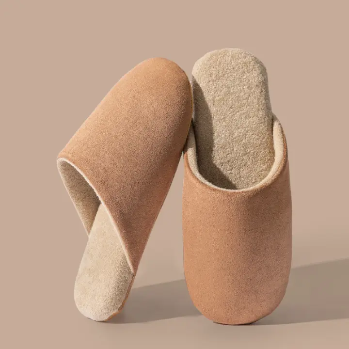 Zapatillas De Cuero Sintético Para Hombre Antideslizantes Para Interior Del Hogar Suaves Y Silenciosas Para Otoño E Invierno - 1